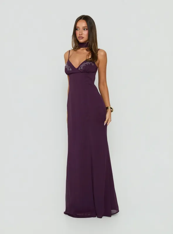 Jadira Scarf Maxi Dress Plum made by Princess Polly