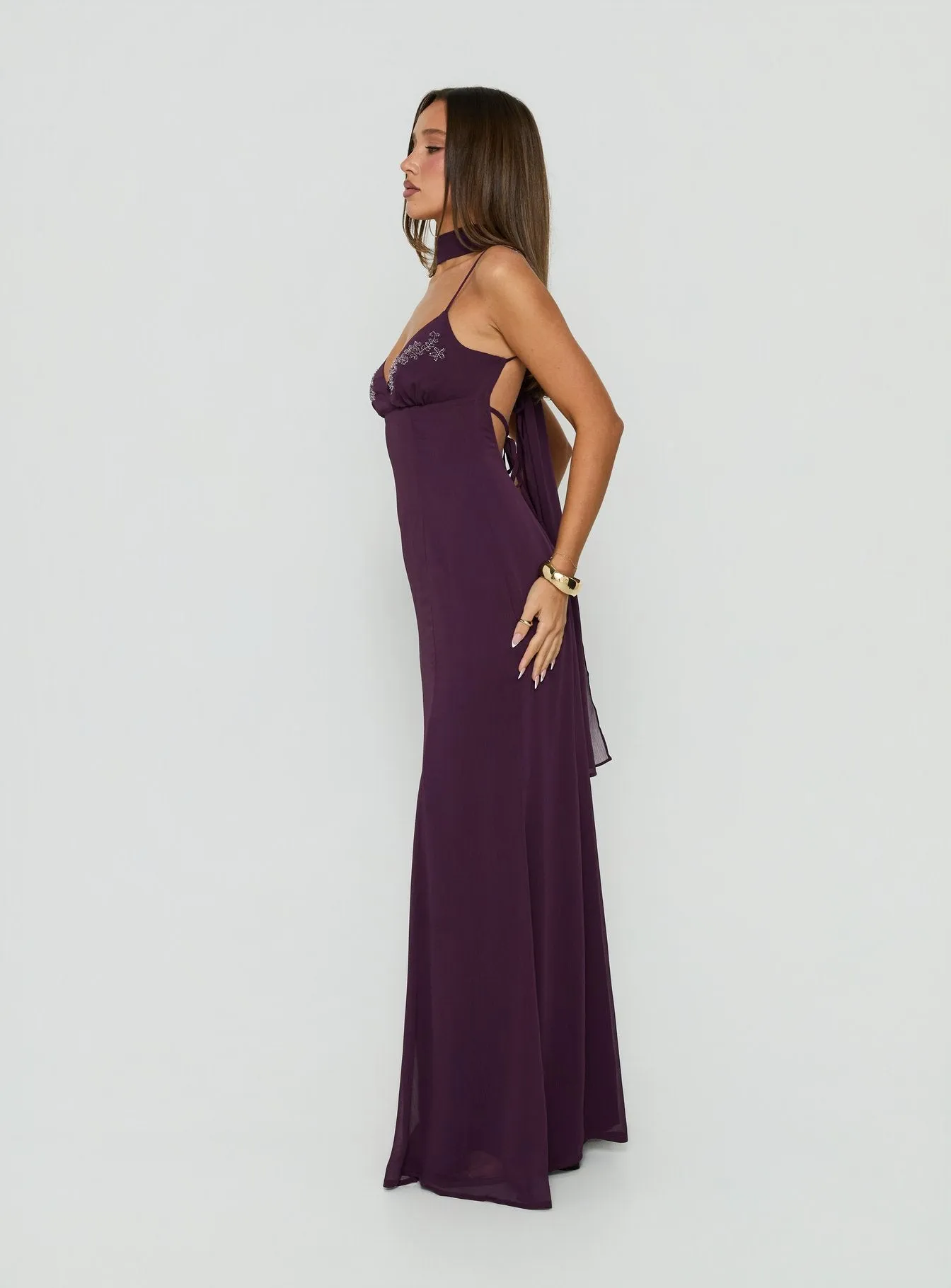 Jadira Scarf Maxi Dress Plum sold by Princess Polly product image thumbnail 3