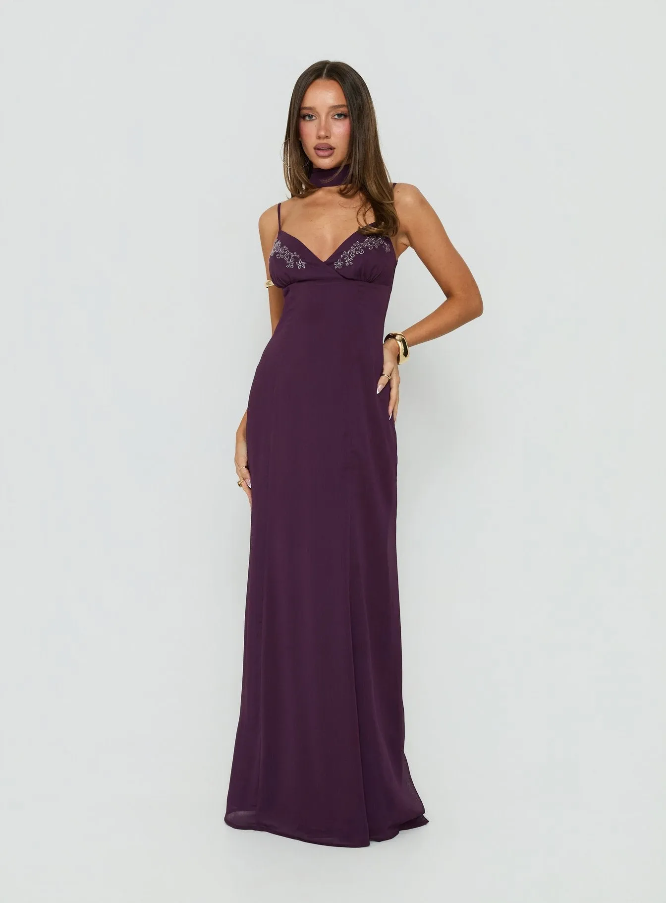 Jadira Scarf Maxi Dress Plum sold by Princess Polly product image thumbnail 2