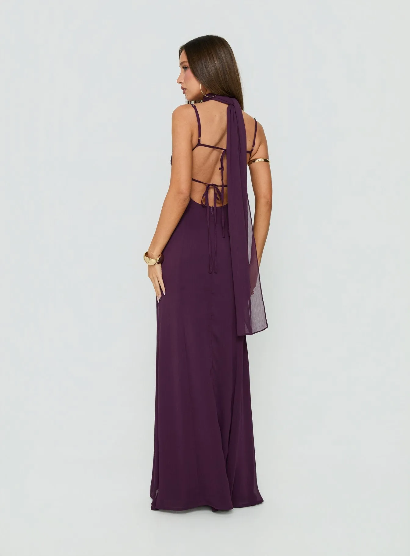 Jadira Scarf Maxi Dress Plum sold by Princess Polly product image thumbnail 4