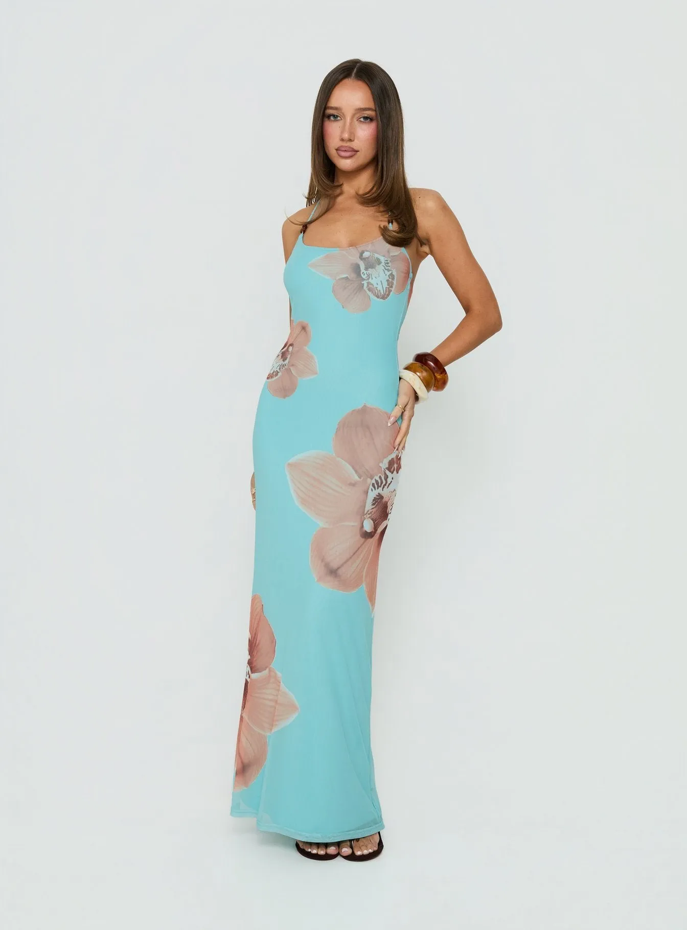 Kamina Beaded Halter Maxi Dress Turquoise sold by Princess Polly product image thumbnail 2