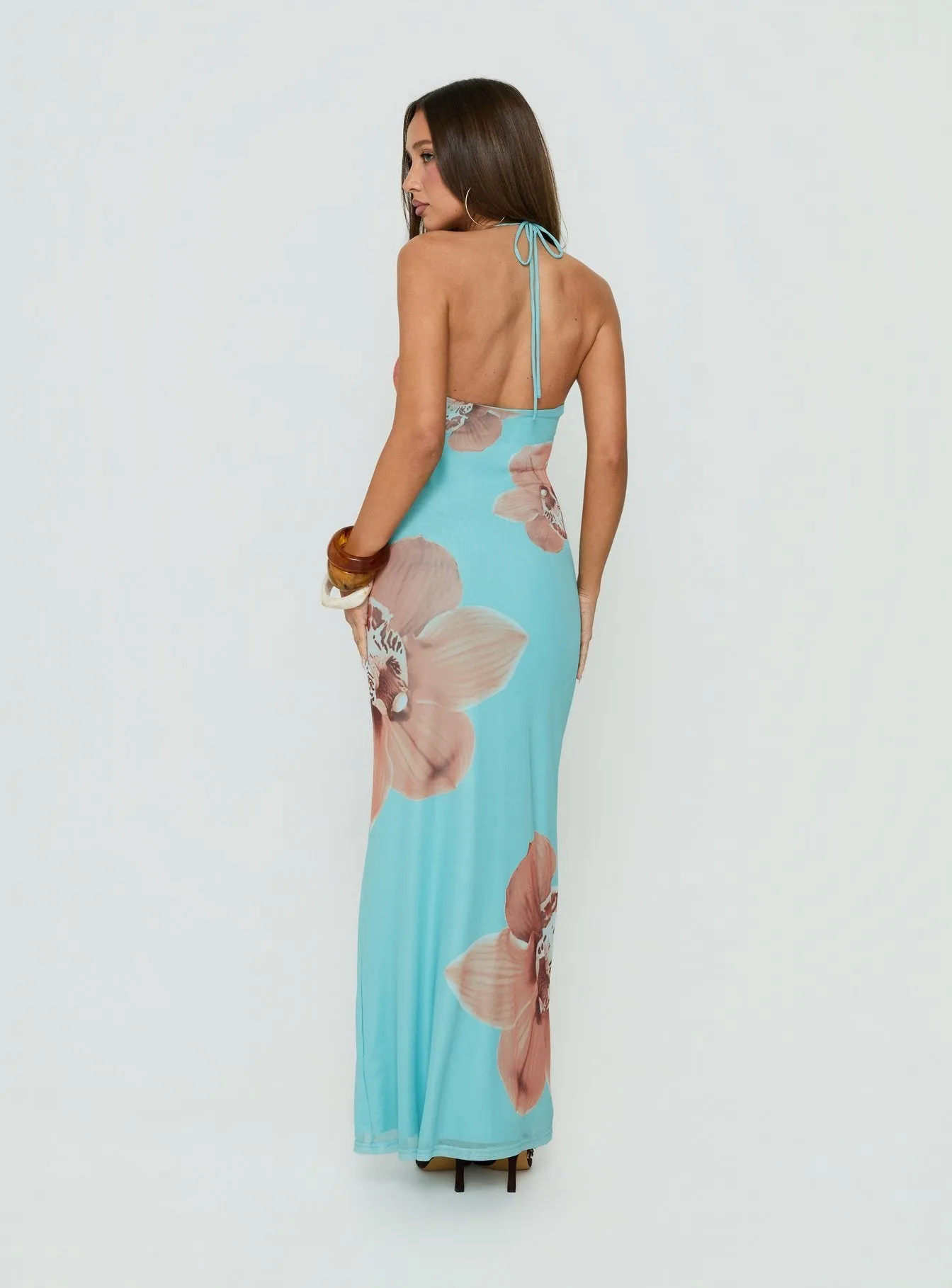 Kamina Beaded Halter Maxi Dress Turquoise sold by Princess Polly product image thumbnail 4