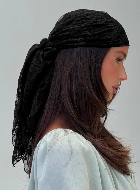 Nellie Hair Scarf Black Lace made by Princess Polly