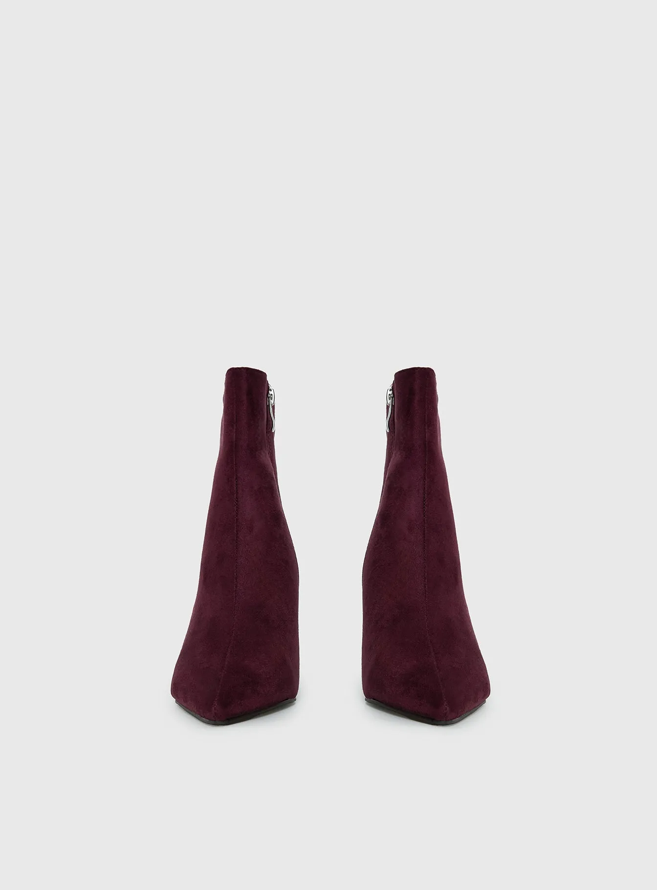 Serene Faux Suede Pointed Toe Ankle Boots Burgundy sold by Princess Polly product image thumbnail 3