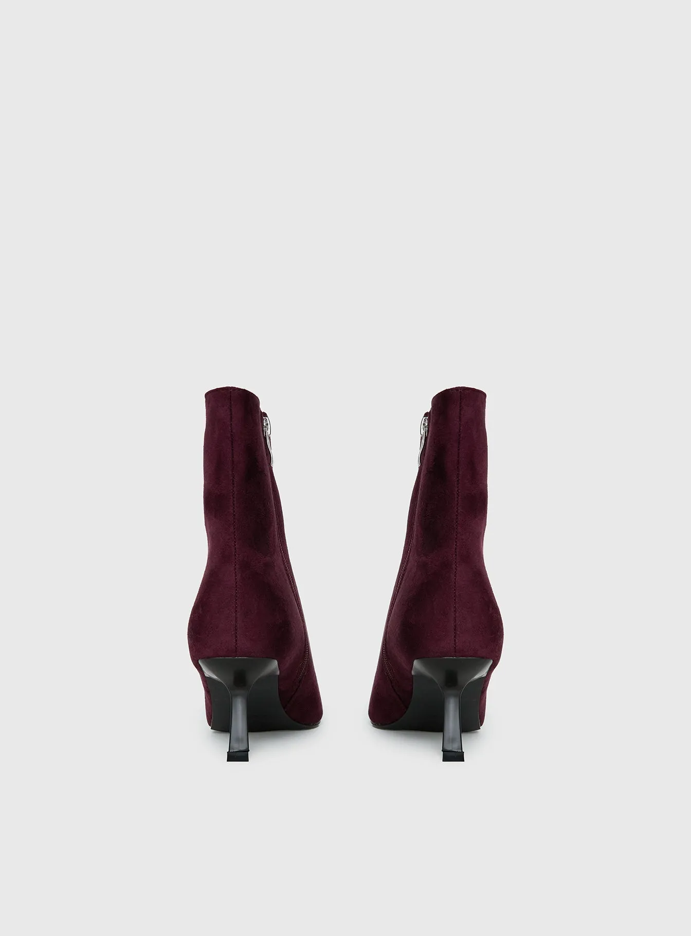 Serene Faux Suede Pointed Toe Ankle Boots Burgundy sold by Princess Polly product image thumbnail 4
