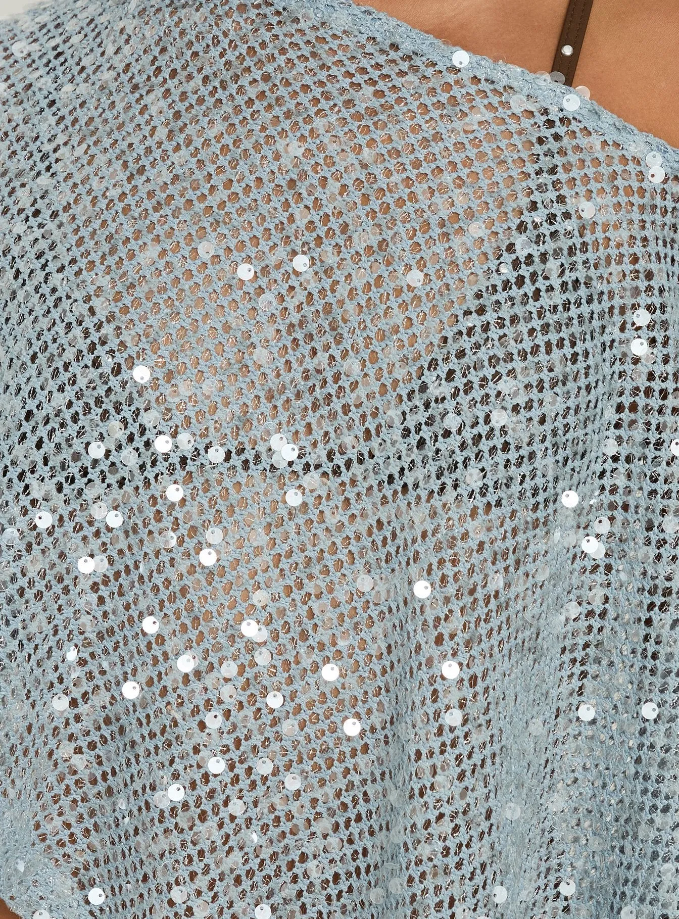 Grotto Asymmetrical Boat Neck Poncho Blue Sparkle sold by Princess Polly product image thumbnail 5