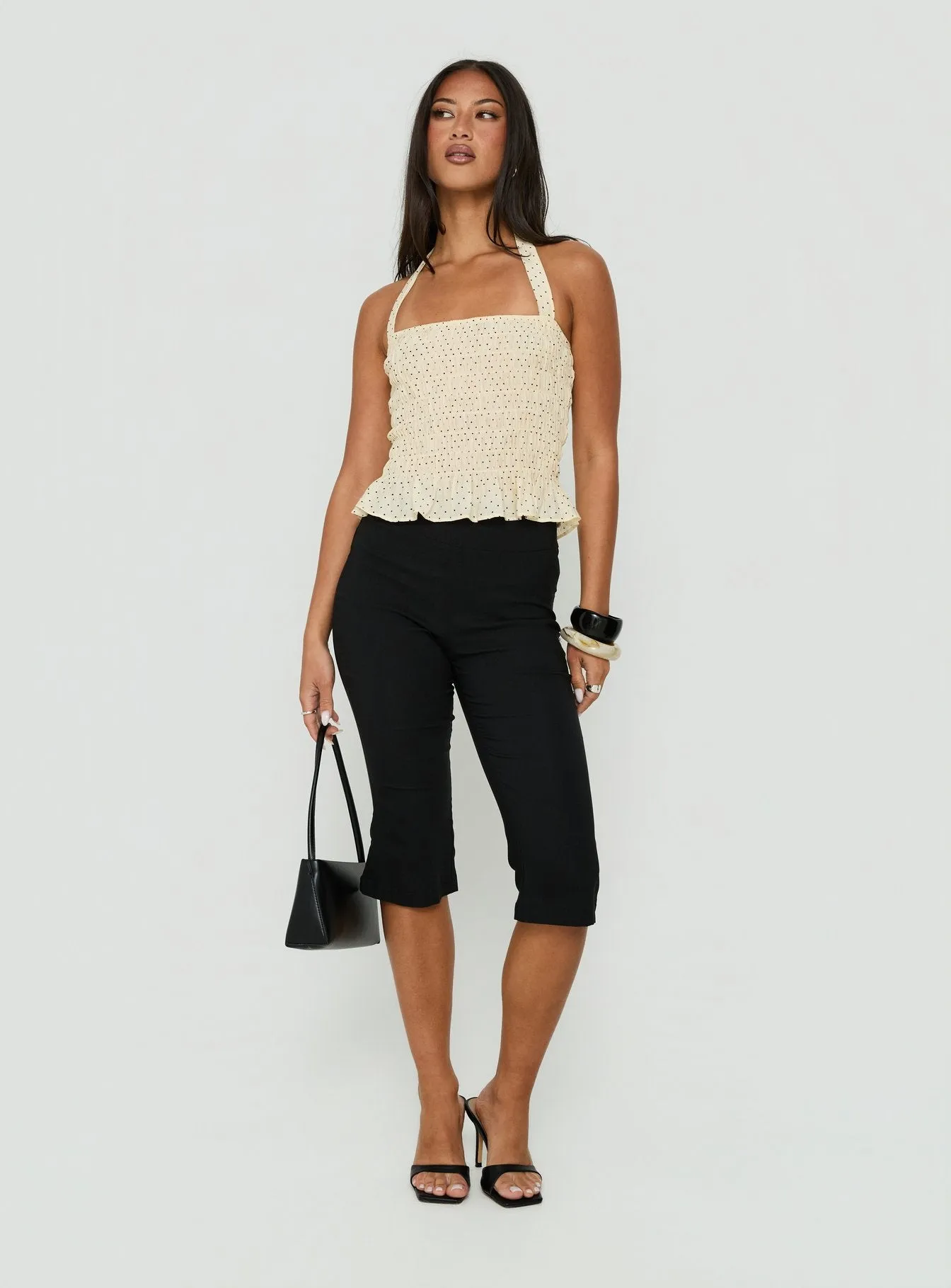 Almost Love Shirred Halter Top Butter Polka Dot sold by Princess Polly product image thumbnail 2