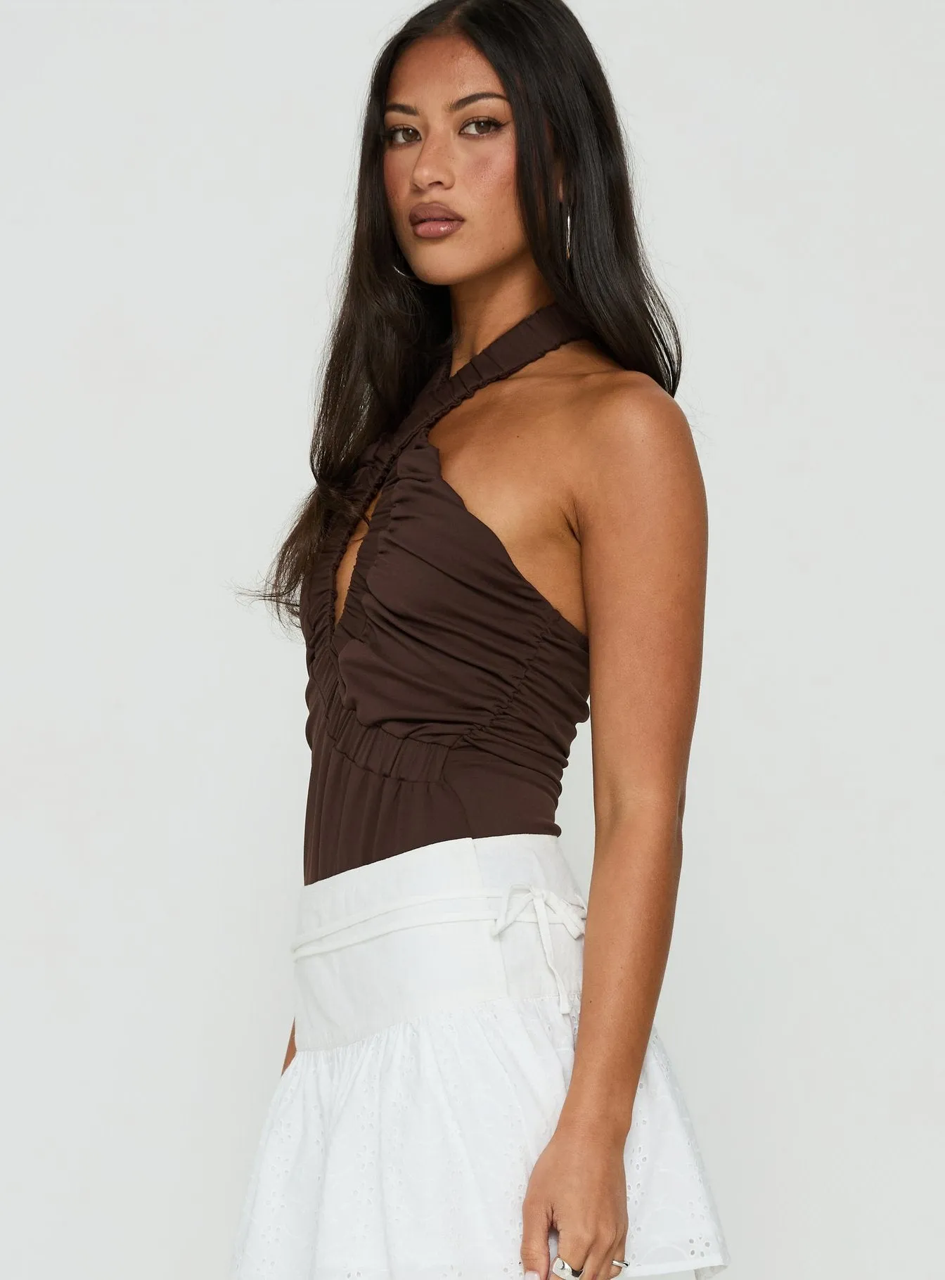 Pettra Halter Neck Bodysuit Brown sold by Princess Polly product image thumbnail 3