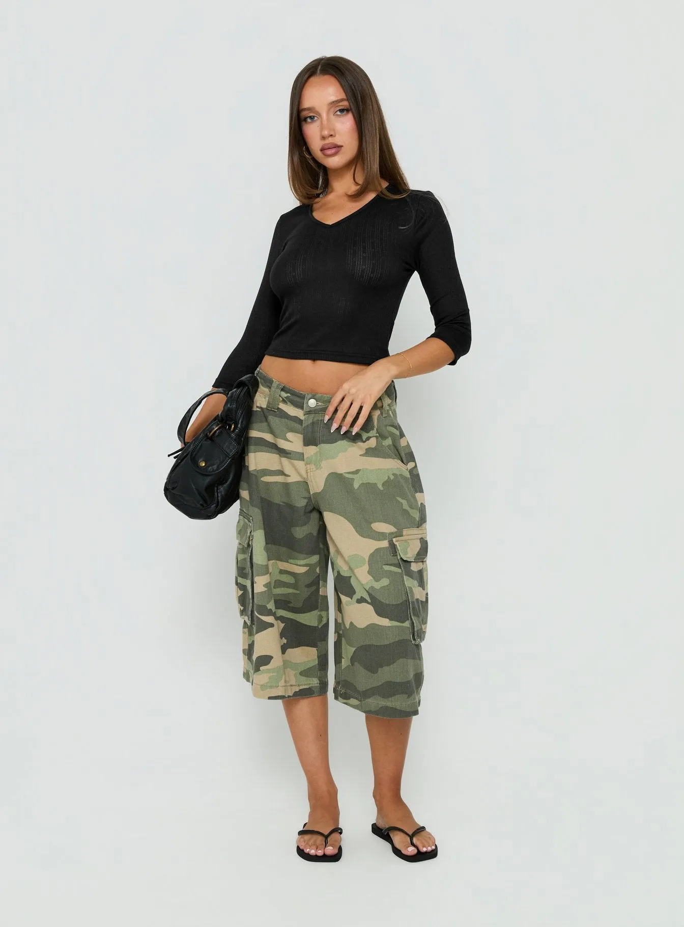 Sofelia Pointelle V Neck Top Black sold by Princess Polly product image thumbnail 3