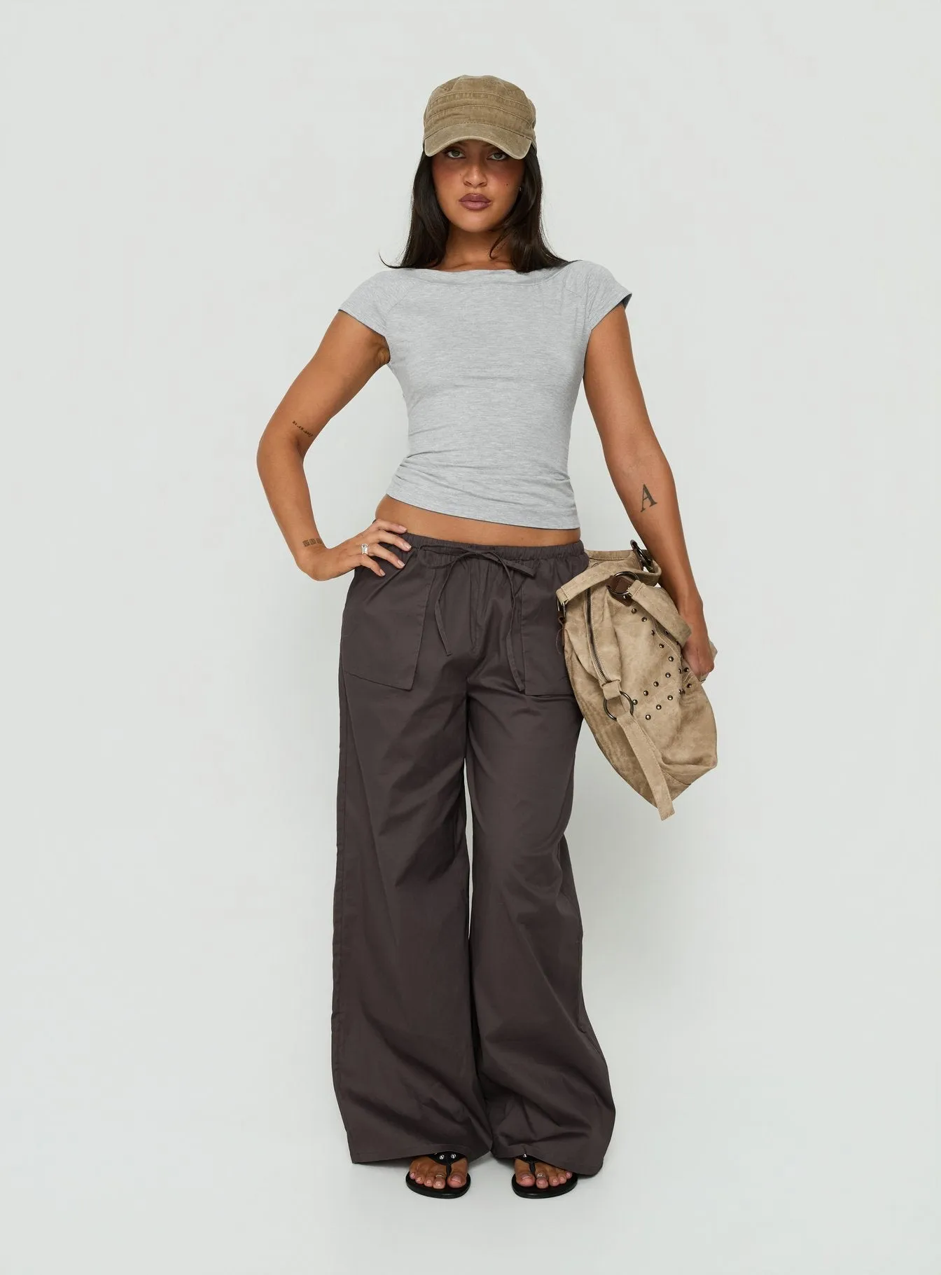 Toren Drawstring Straight Leg Pants Charcoal sold by Princess Polly product image thumbnail 3