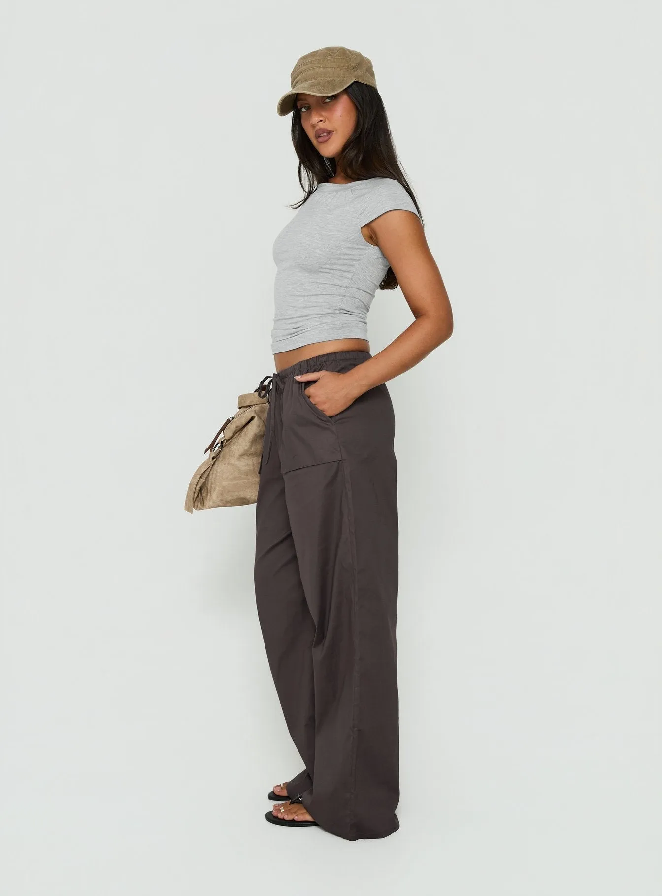 Toren Drawstring Straight Leg Pants Charcoal sold by Princess Polly product image thumbnail 4