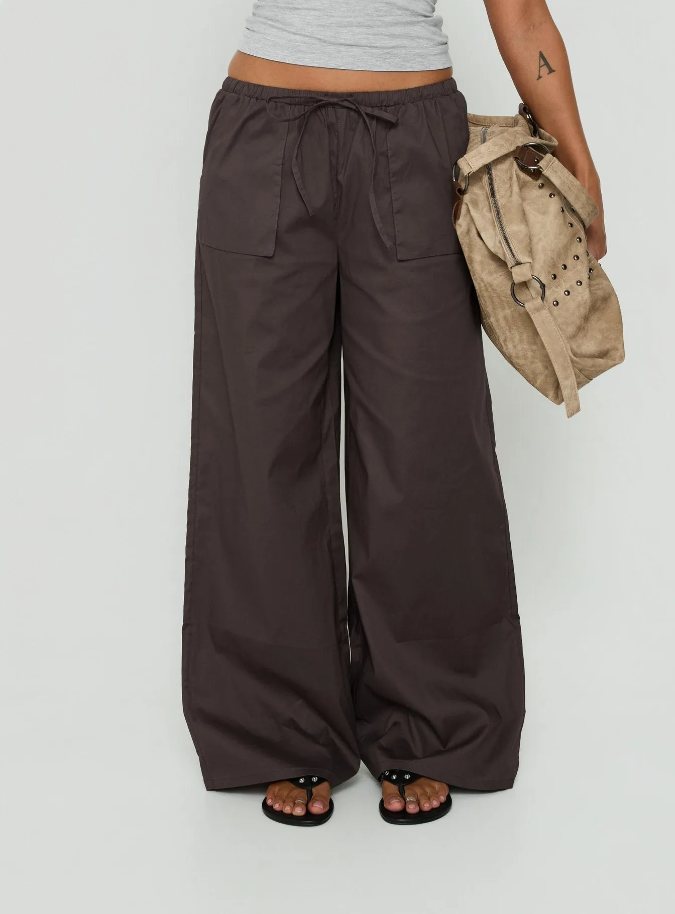 Toren Drawstring Straight Leg Pants Charcoal sold by Princess Polly product image thumbnail 2