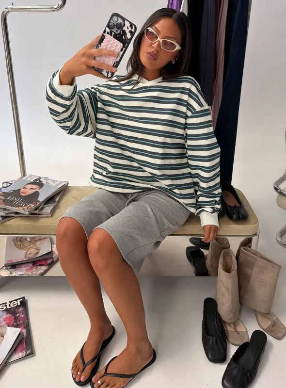 Opollo V Neck Jumper Blue Multi Stripe made by Princess Polly