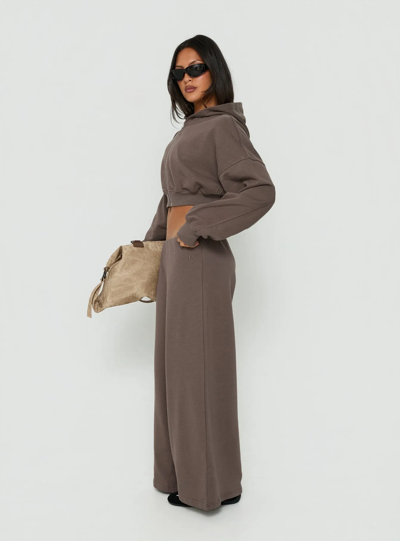 Kaeya Fleece Wide Leg Low Rise Pants Grey sold by Princess Polly product image thumbnail 4