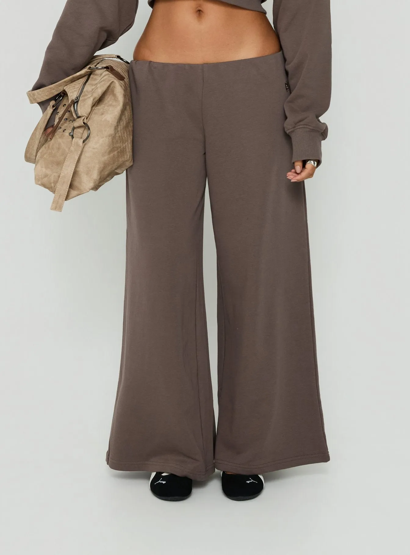 Kaeya Fleece Wide Leg Low Rise Pants Grey sold by Princess Polly product image thumbnail 2
