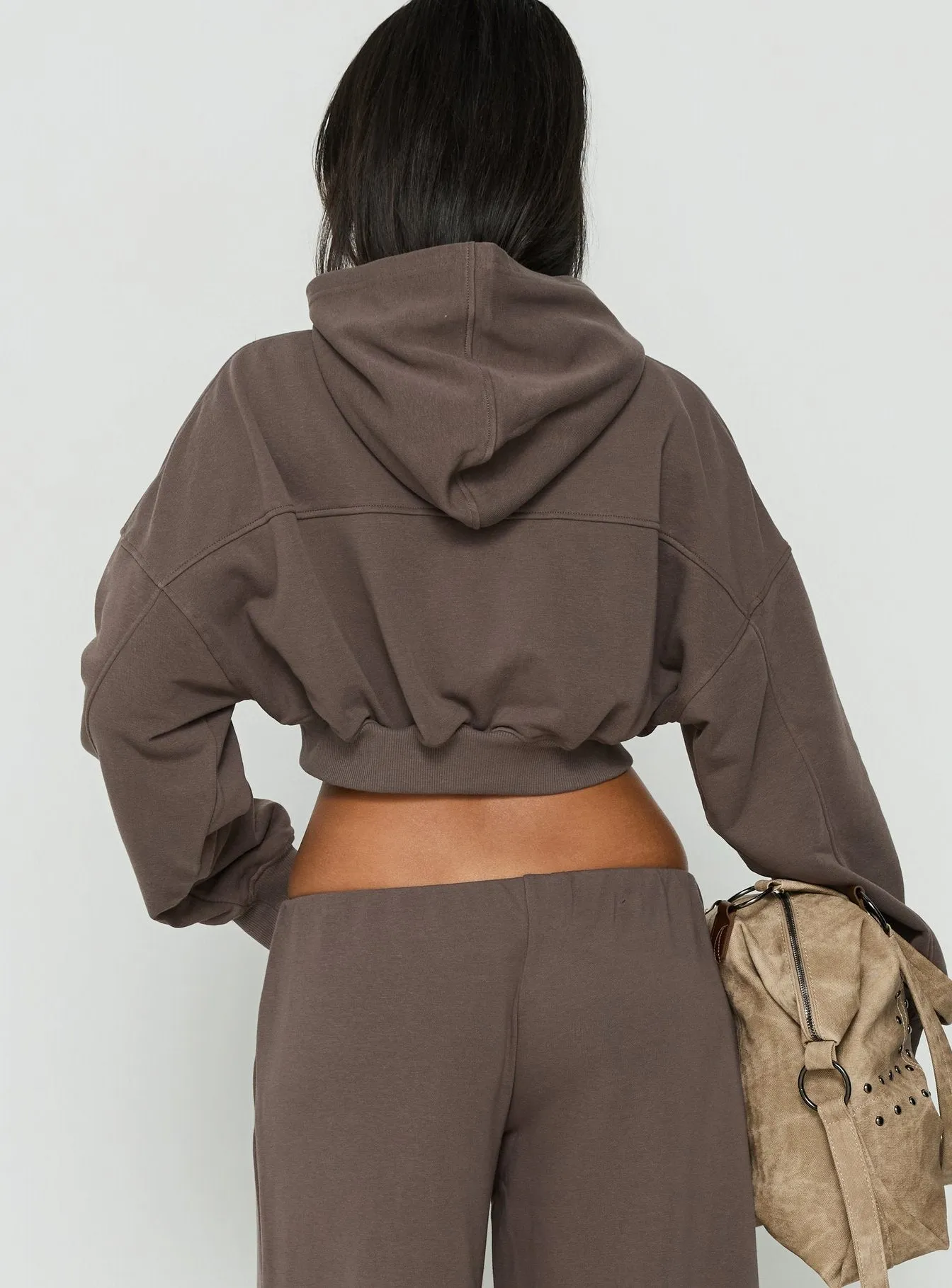 Lanna Fleece Zip Through Cropped Hoodie Grey sold by Princess Polly product image thumbnail 5