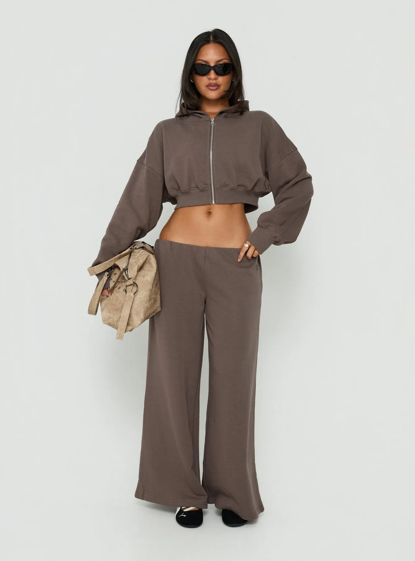 Lanna Fleece Zip Through Cropped Hoodie Grey sold by Princess Polly product image thumbnail 3