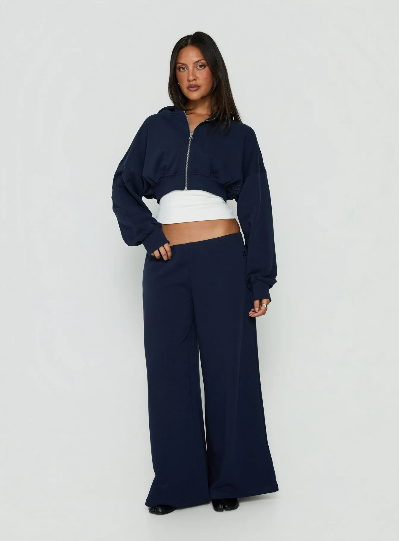 Kaeya Fleece Wide Leg Low Rise Pants Navy sold by Princess Polly product image thumbnail 2