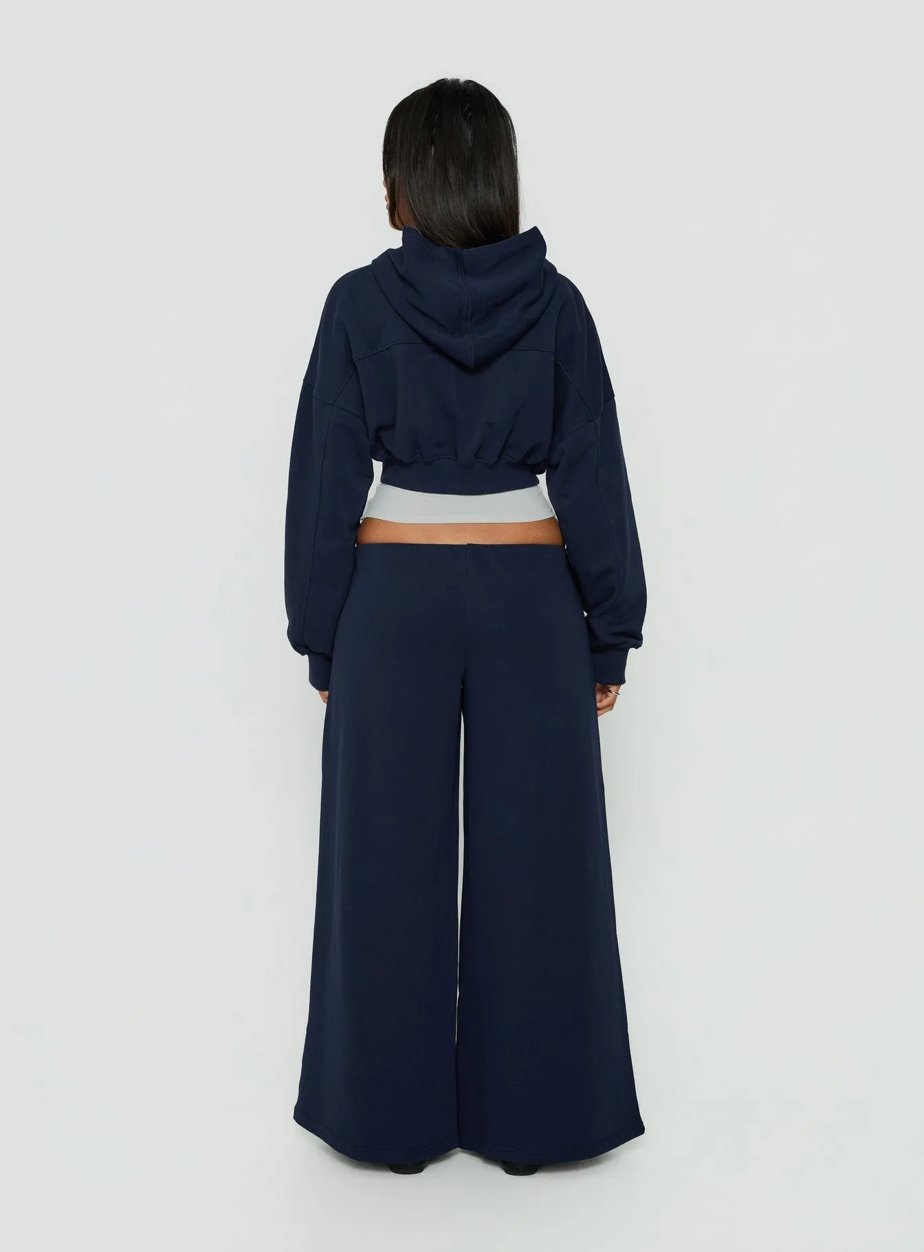 Kaeya Fleece Wide Leg Low Rise Pants Navy sold by Princess Polly product image thumbnail 4