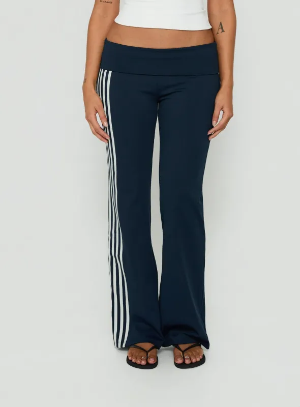 Layover Straight Leg Pants Navy Stripe made by Lioness