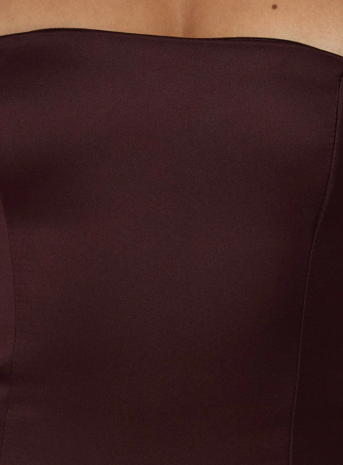 Soft Bloom Drop Waist Strapless Maxi Dress Chocolate sold by Princess Polly product image thumbnail 5
