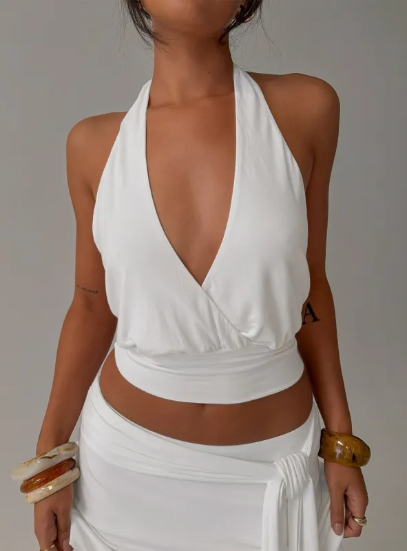 Arabele Halter Wrap Top White made by Princess Polly