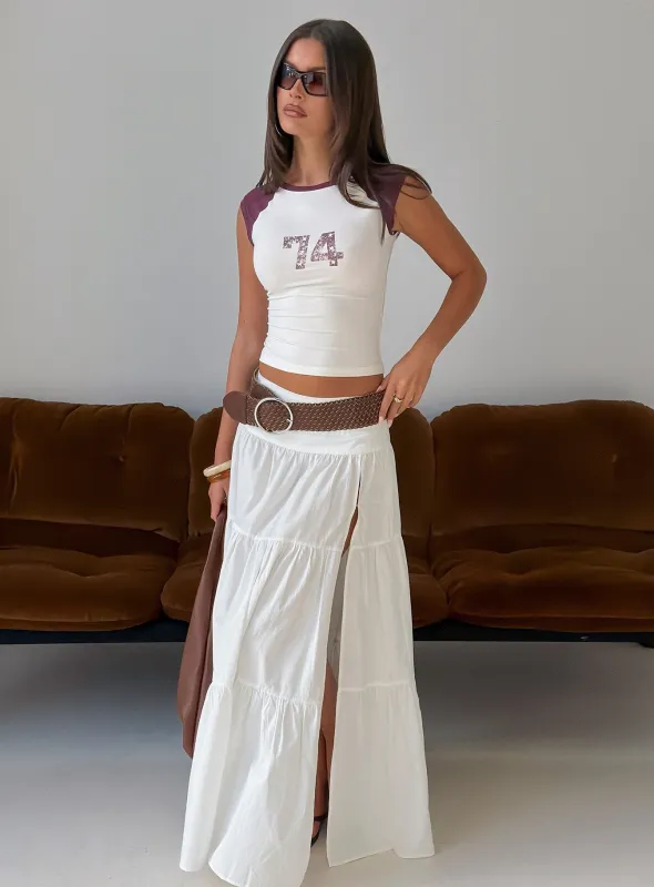 Silver Soul Maxi Skirt White made by Princess Polly