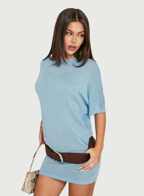 Floresita T-Shirt Knit Mini Dress Blue made by Princess Polly