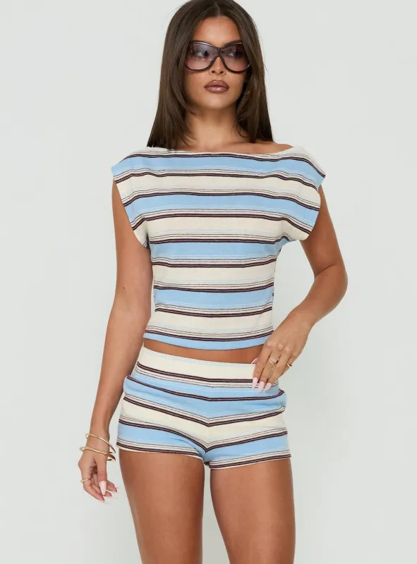 Jacintah Micro Shorts Blue Stripe made by Princess Polly