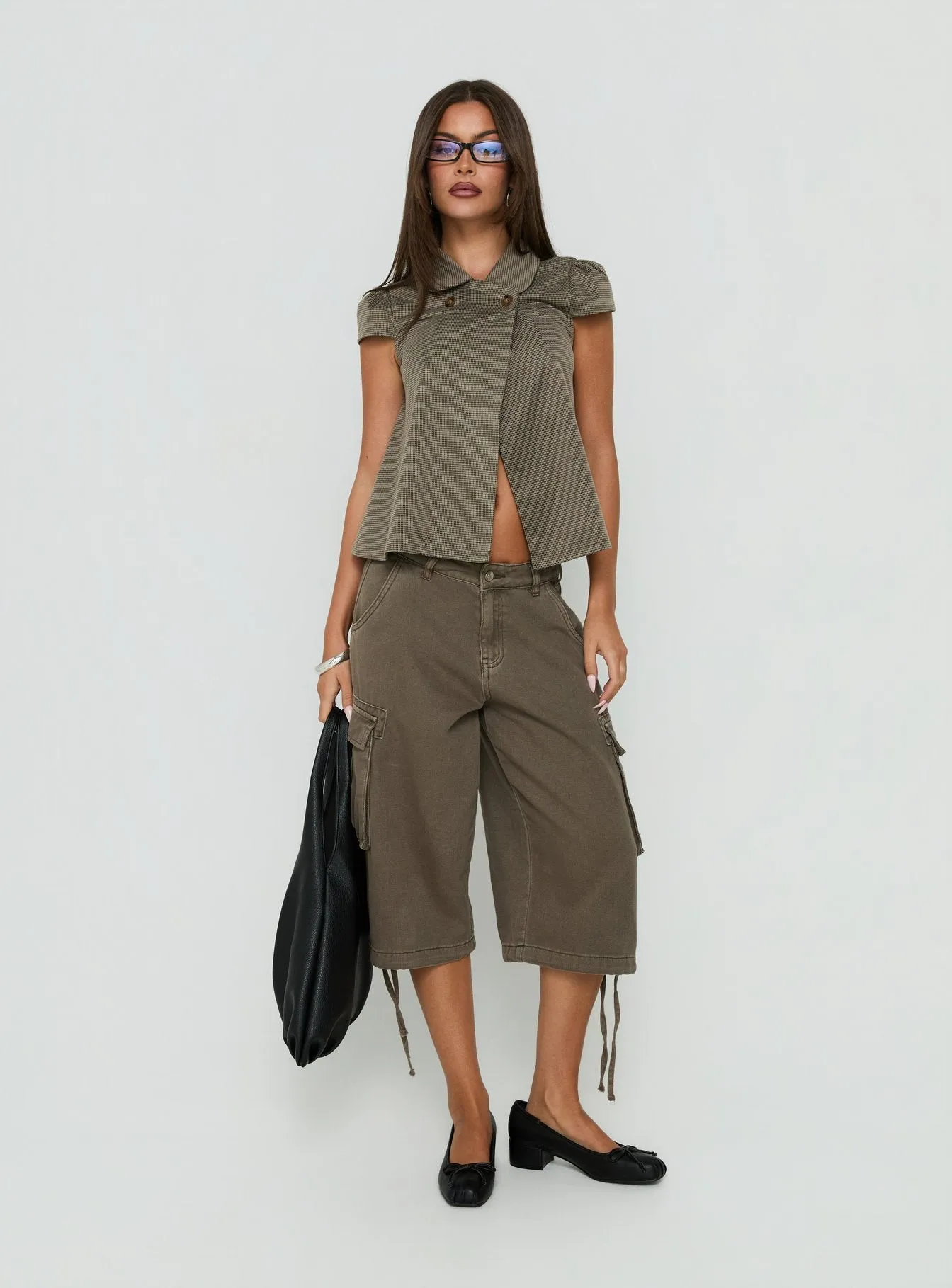 Lionetta Cap Sleeve Tweed Top Brown sold by Princess Polly product image thumbnail 3