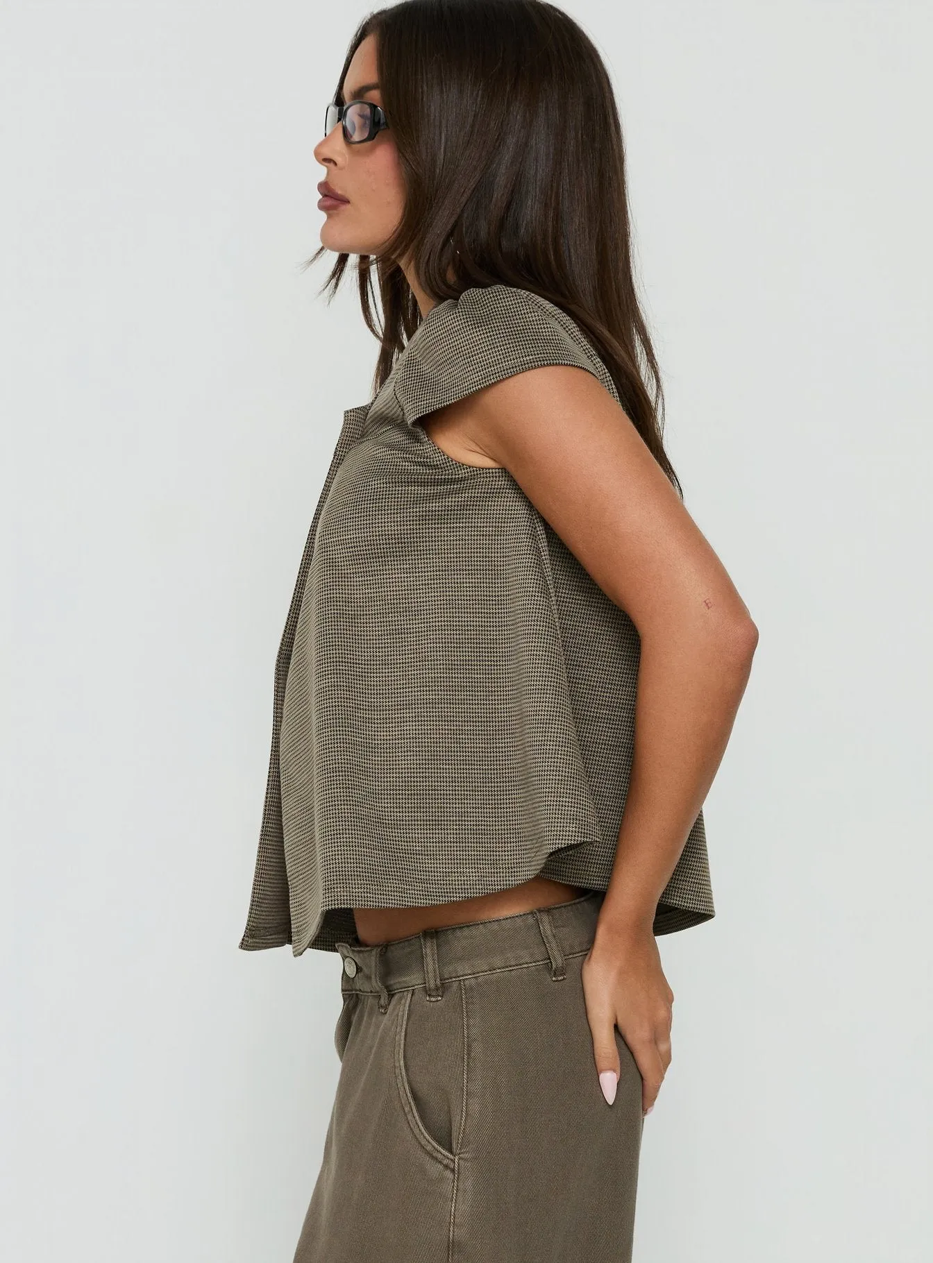 Lionetta Cap Sleeve Tweed Top Brown sold by Princess Polly product image thumbnail 4