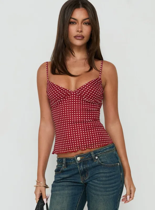 Milliano Cami Top Red Polka Dot made by Princess Polly