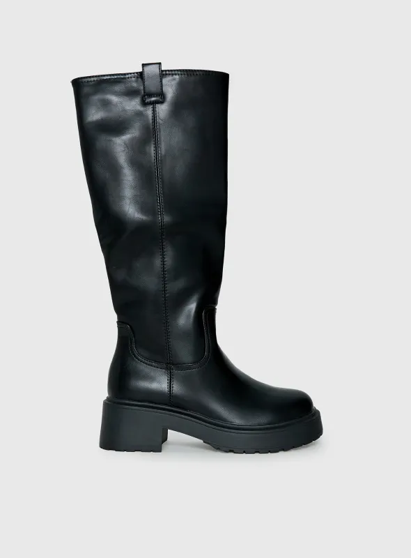 Lucia Knee High Boots Black made by Princess Polly