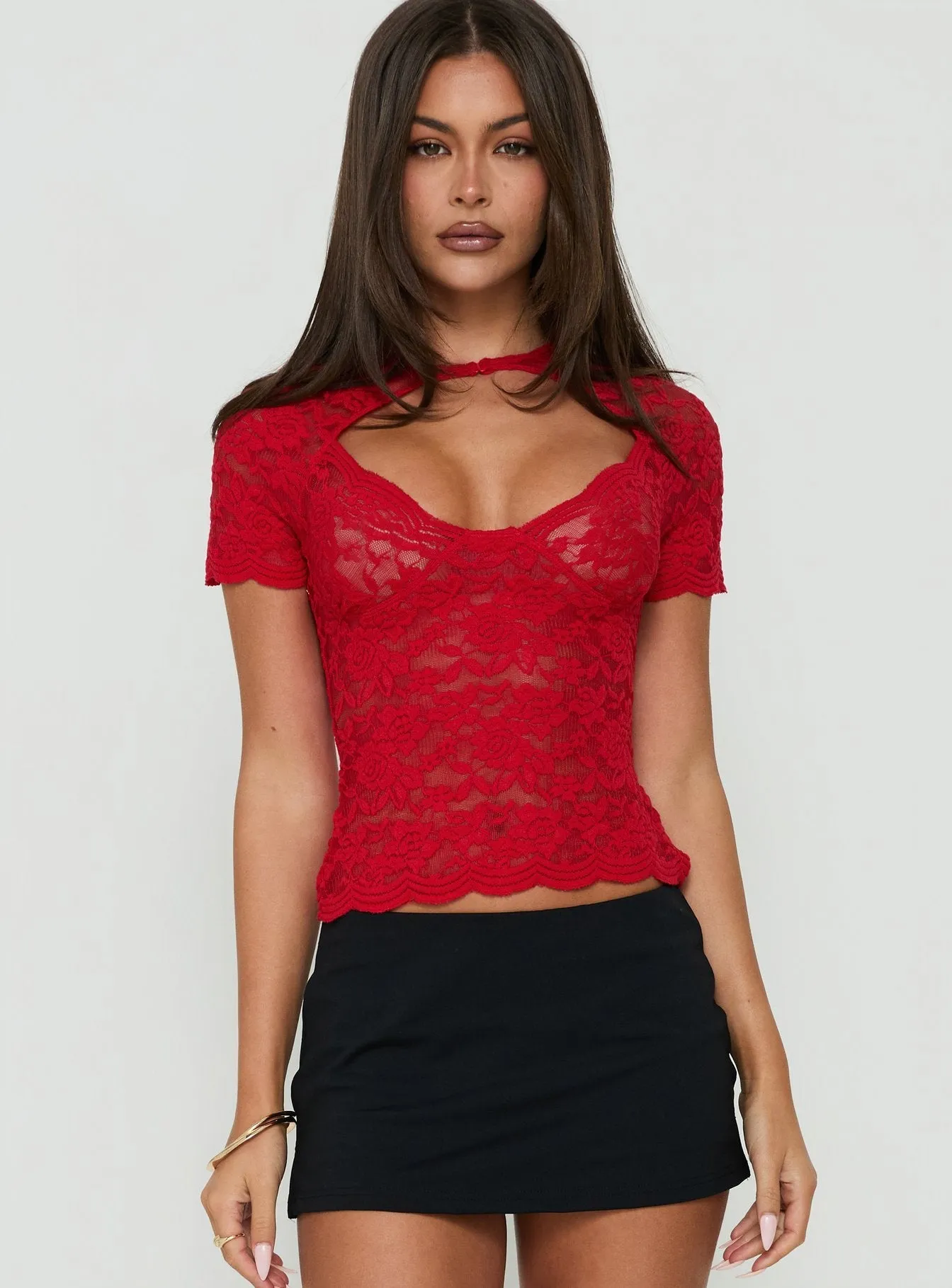 Giallo Lace Top Red sold by Princess Polly product image thumbnail 2