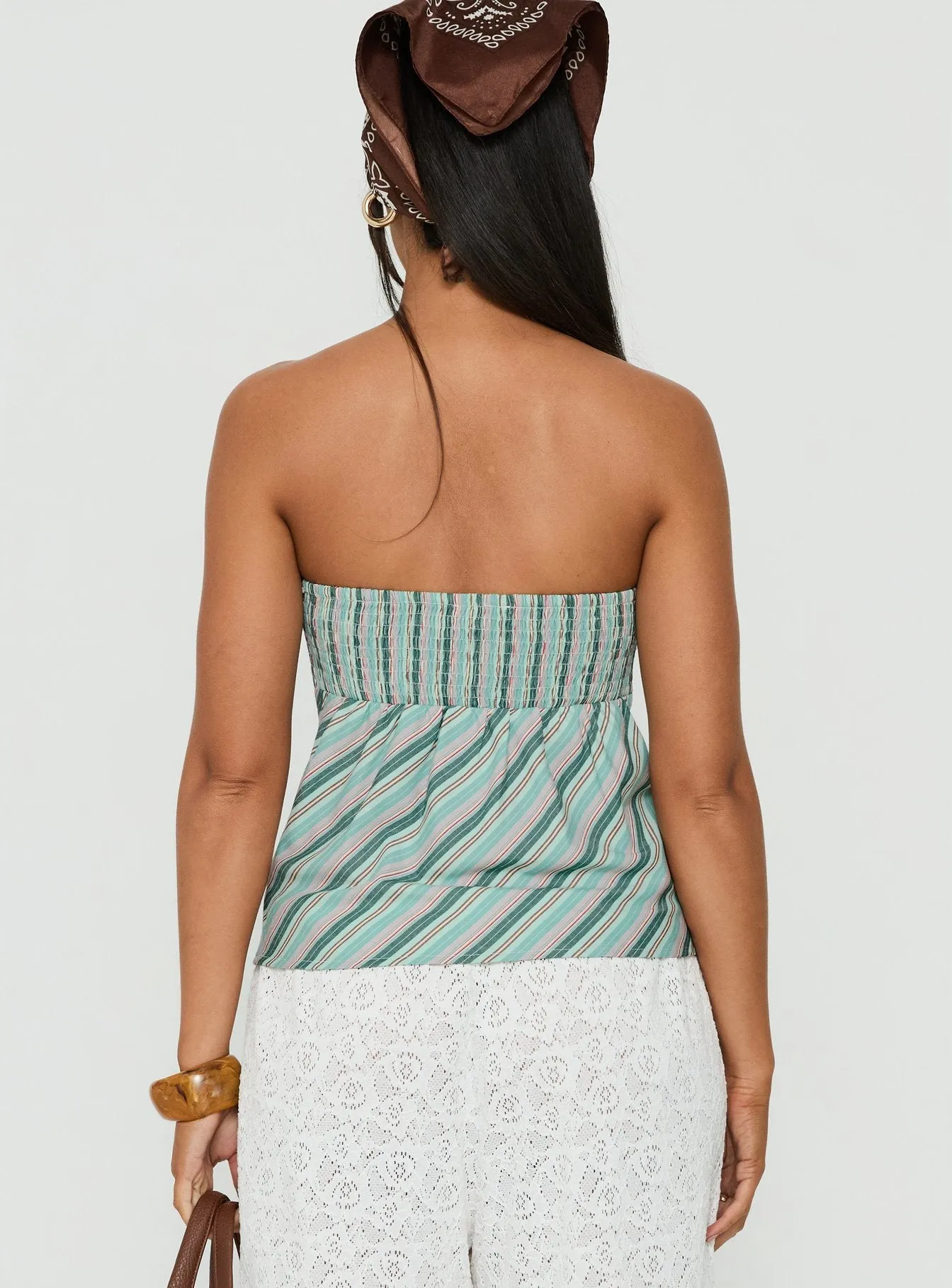 Elery Strapless Top Green Stripe sold by Princess Polly product image thumbnail 5