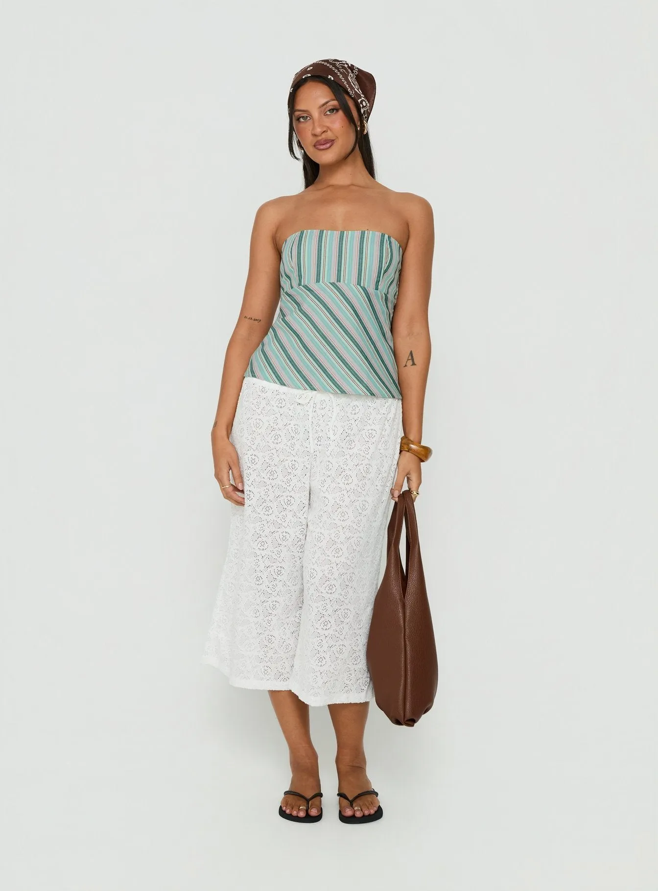 Elery Strapless Top Green Stripe sold by Princess Polly product image thumbnail 3