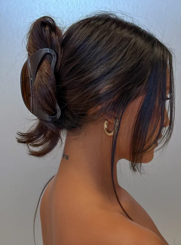 Say My Name Hair Clip Sheer Chocolate made by Princess Polly