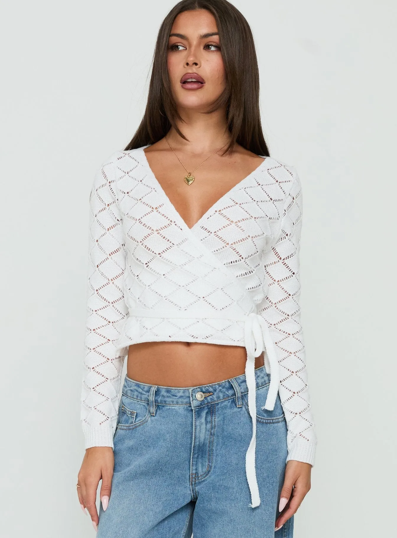 Lesla Crochet Wrap Cardigan White sold by Princess Polly product image thumbnail 2