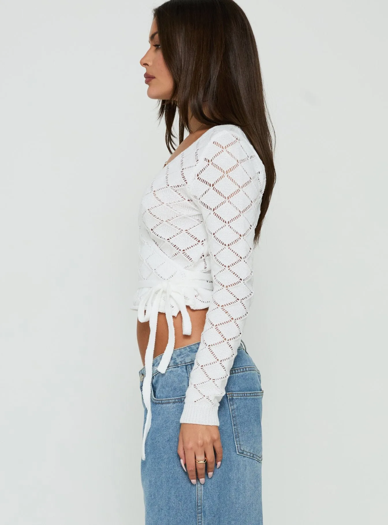 Lesla Crochet Wrap Cardigan White sold by Princess Polly product image thumbnail 4