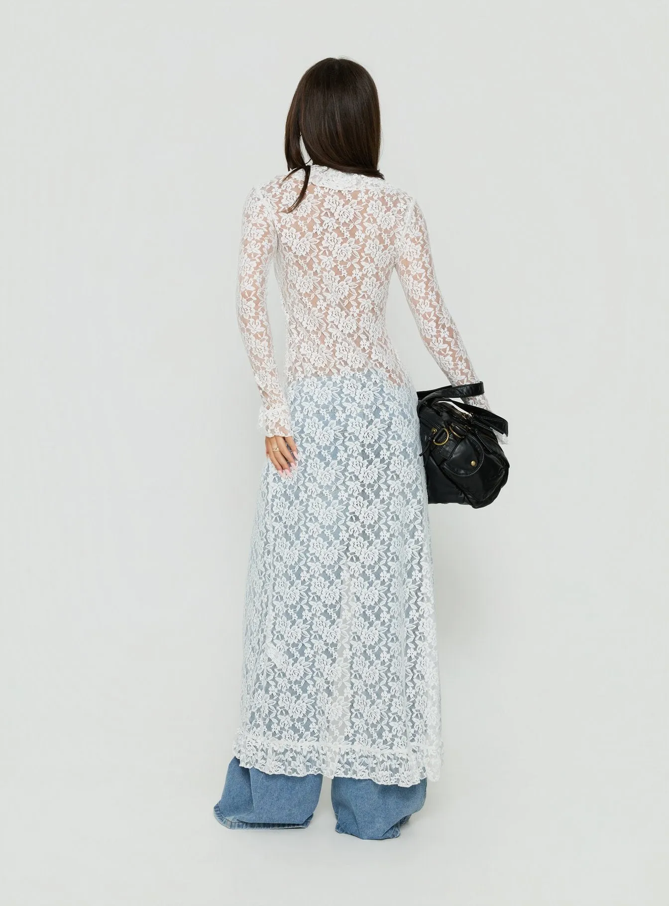 Long Nights Long Sleeve Lace Maxi Dress Moonlight sold by Princess Polly product image thumbnail 5