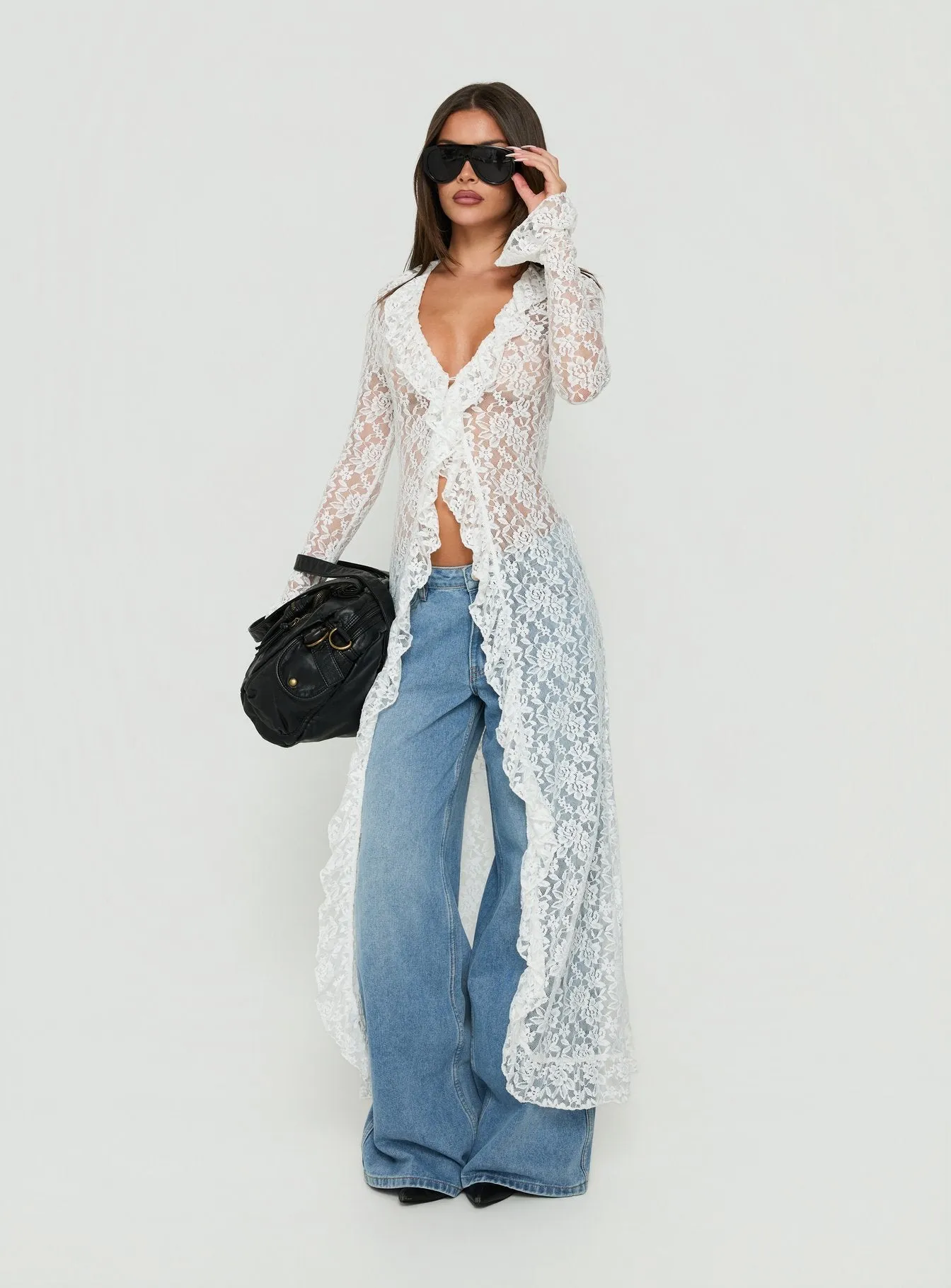 Long Nights Long Sleeve Lace Maxi Dress Moonlight sold by Princess Polly product image thumbnail 3