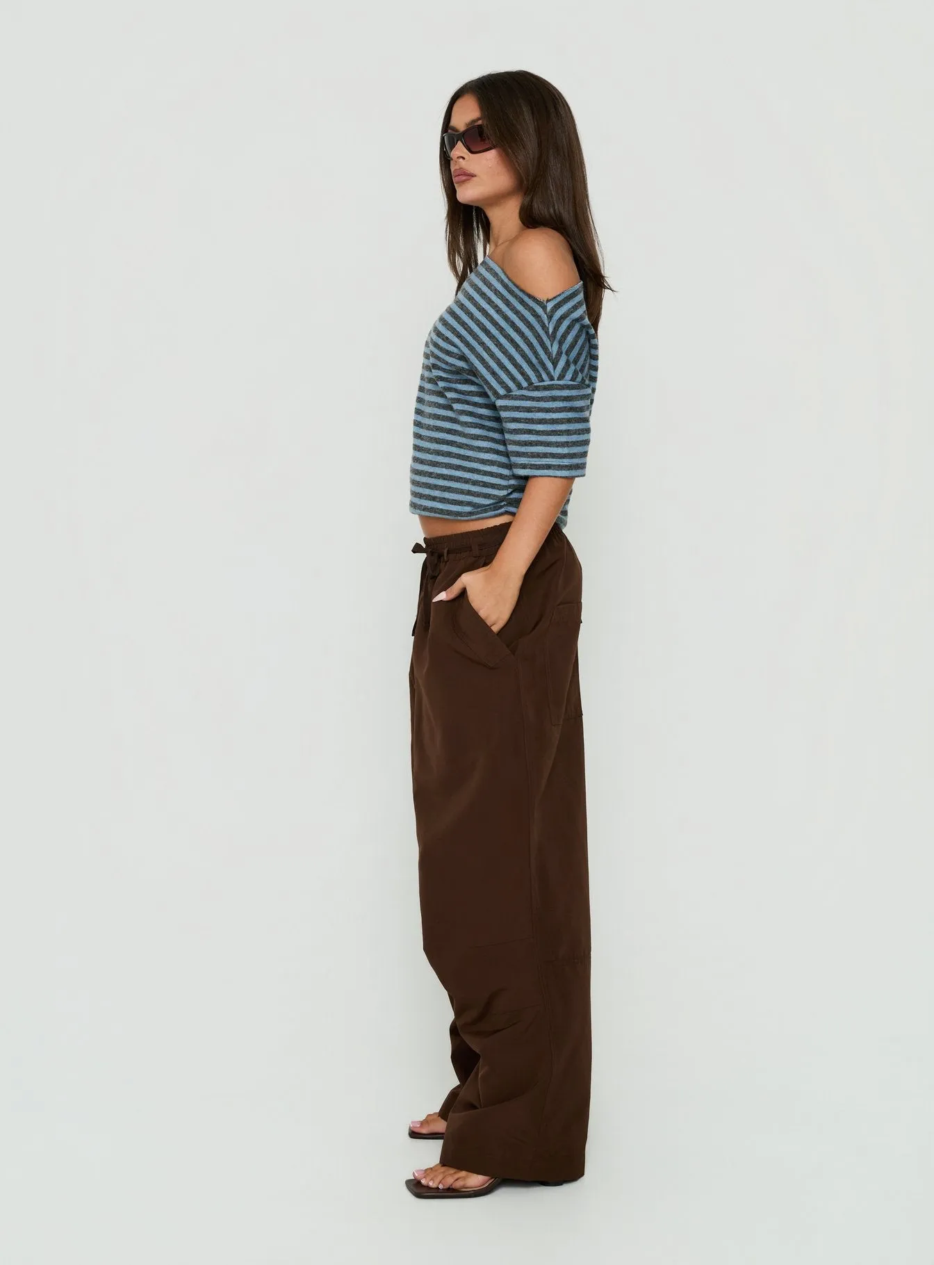 Signora Elasticated Waist Pants Chocolate sold by Princess Polly product image thumbnail 3