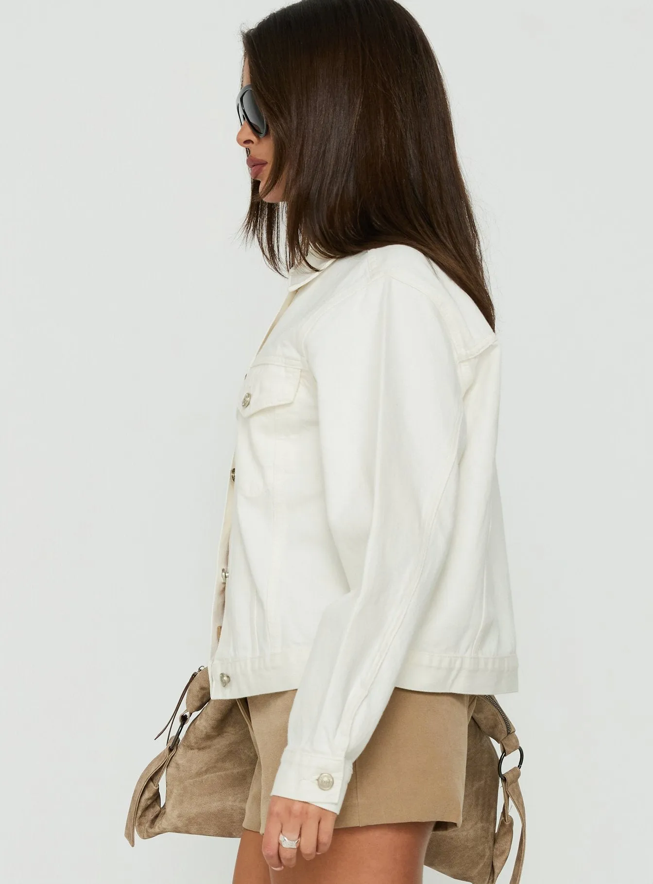 Truss Oversized Denim Jacket White sold by Princess Polly product image thumbnail 4