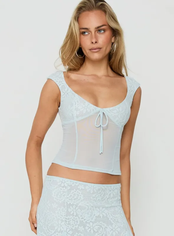 Quani Lace Top Blue made by Princess Polly