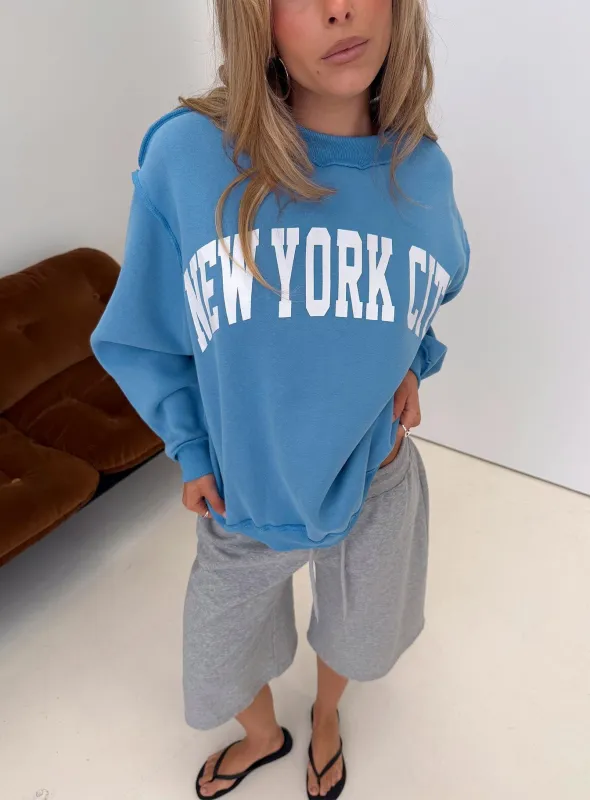 When In New York City Oversized Jumper Blue made by Princess Polly