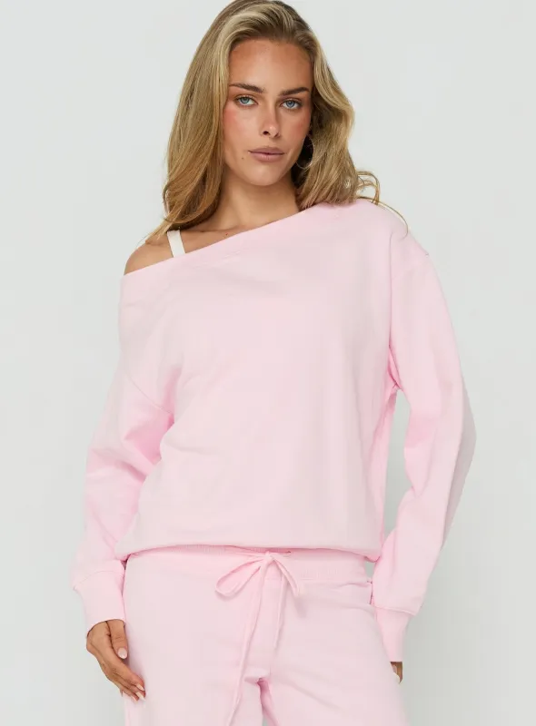Wellness Off The Shoulder Jumper Pink made by Princess Polly