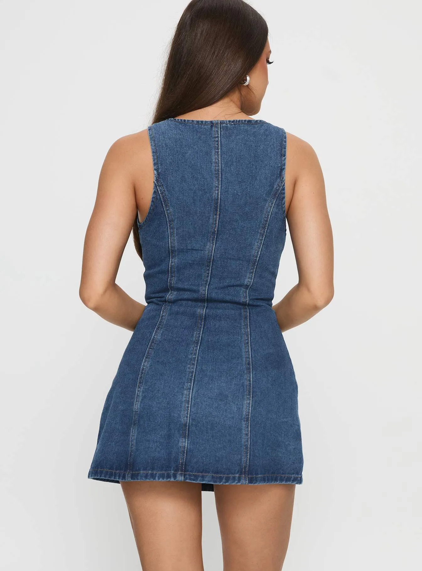Yumiko Denim Romper Mid Wash Tall sold by Princess Polly product image thumbnail 5