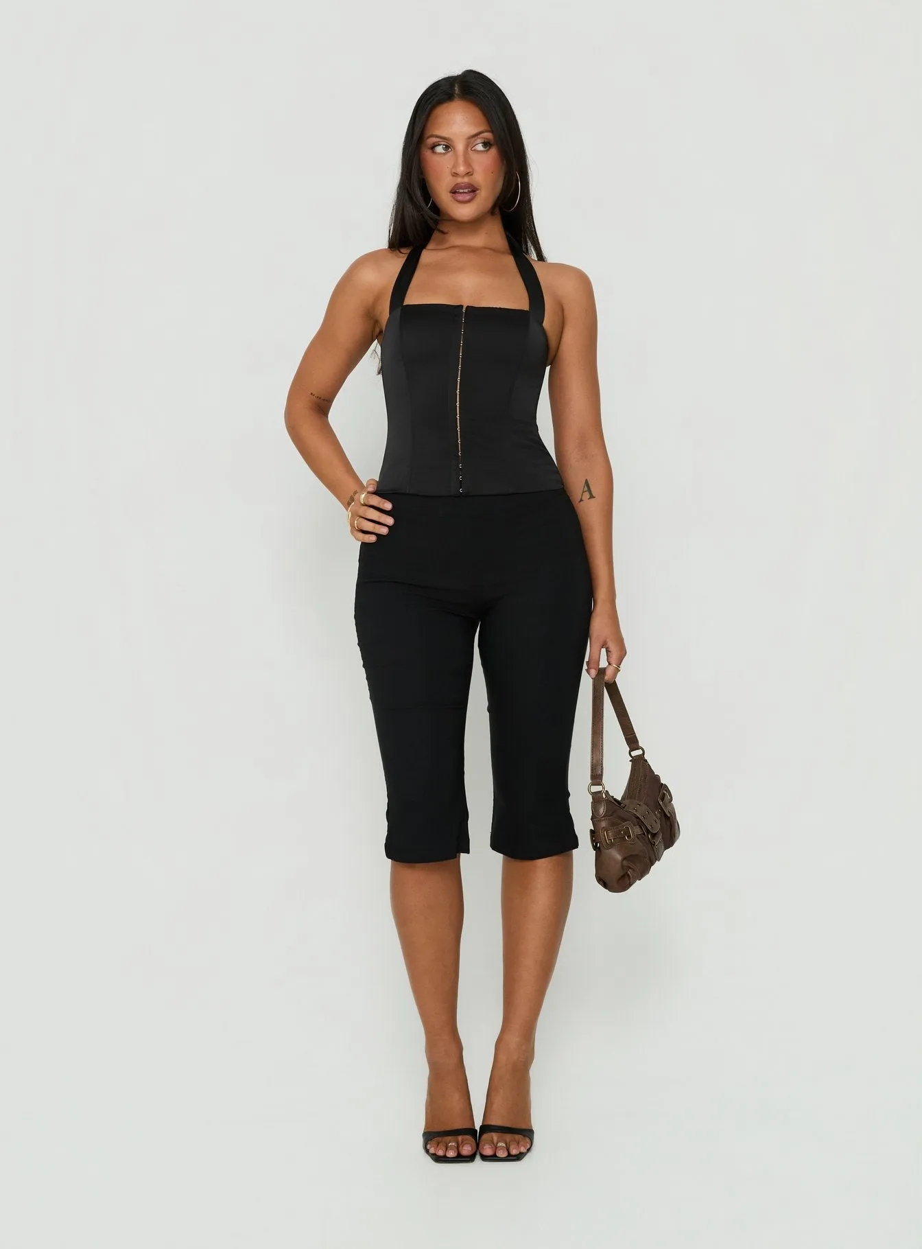 Gabriela Satin Halter Corset Top Black sold by Princess Polly product image thumbnail 2