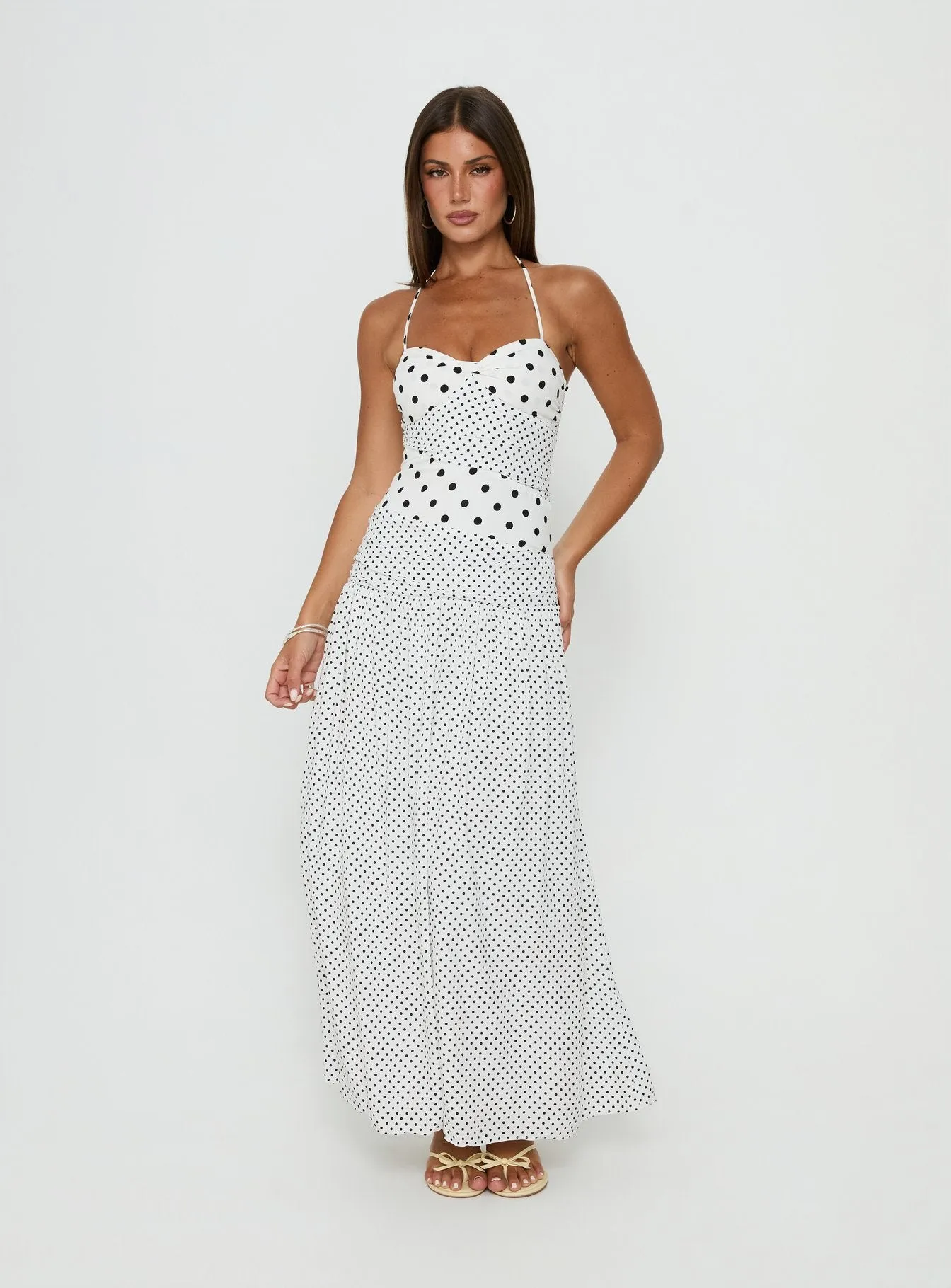 Marguerite Halter Maxi Dress White Polka Tall sold by Princess Polly product image thumbnail 2