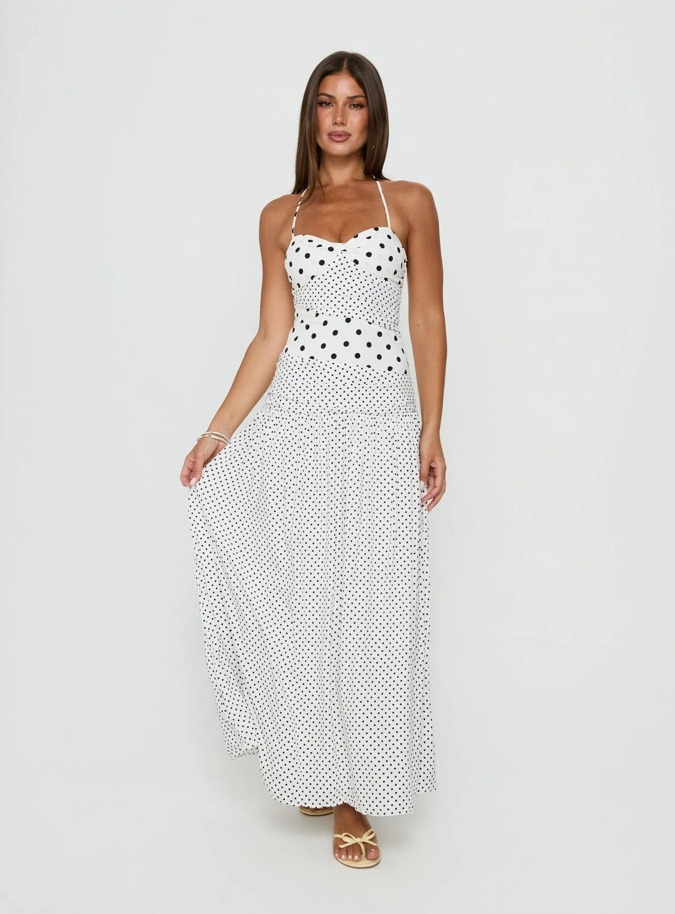 Marguerite Halter Maxi Dress White Polka Tall sold by Princess Polly product image thumbnail 3